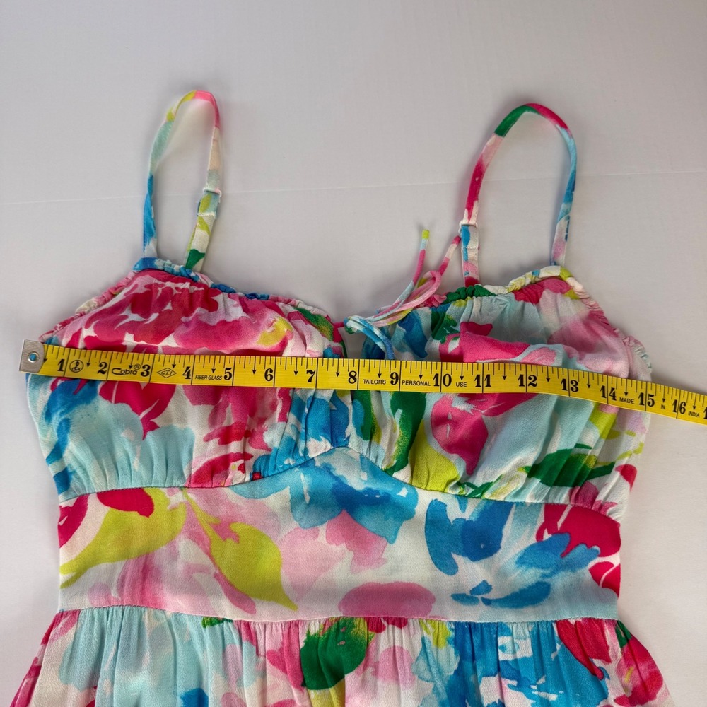Old Navy Womens XS Floral Midi Dress Pink Blue Smocked Back Pockets Sundress - Picture 6 of 12